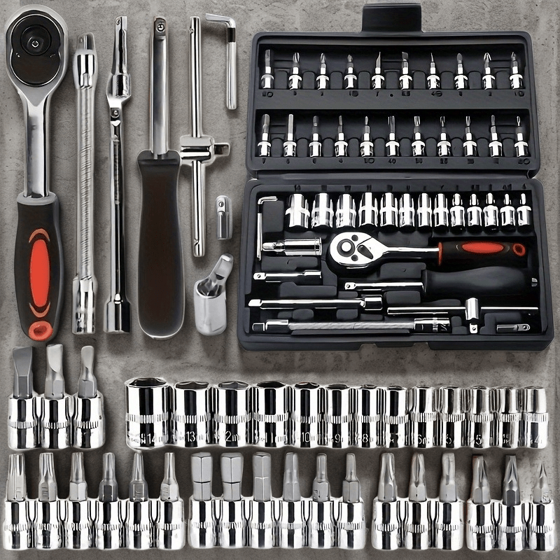 Tools For Home Workshop - 46Pcs Automotive Tool Set, Carbon Steel